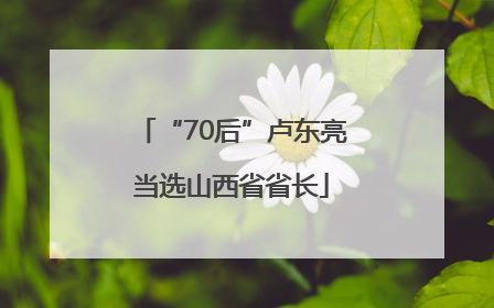 “70后”卢东亮当选山西省省长