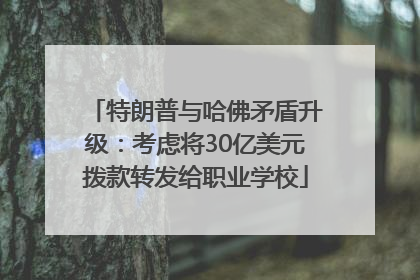 特朗普与哈佛矛盾升级：考虑将30亿美元拨款转发给职业学校
