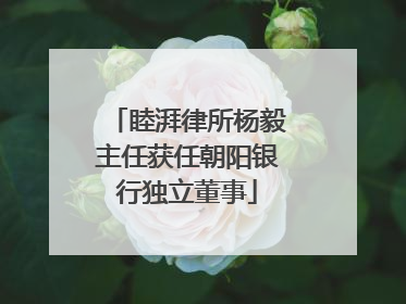 睦湃律所杨毅主任获任朝阳银行独立董事