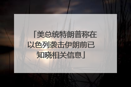 美总统特朗普称在以色列袭击伊朗前已知晓相关信息