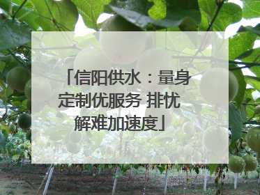 信阳供水：量身定制优服务 排忧解难加速度