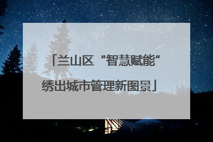 兰山区“智慧赋能”绣出城市管理新图景