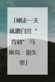 刚走一天就遭白宫“背刺” 马斯克：很失望