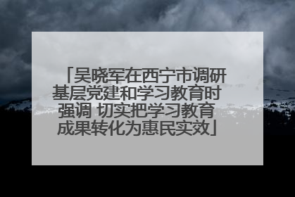 吴晓军在西宁市调研基层党建和学习教育时强调 切实把学习教育成果转化为惠民实效