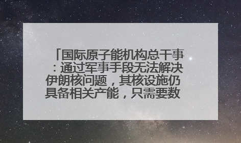 国际原子能机构总干事：通过军事手段无法解决伊朗核问题，其核设施仍具备相关产能，只需要数月就能生产出浓缩铀