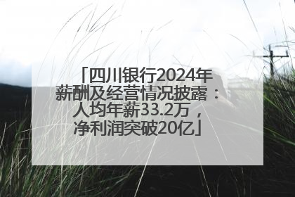四川银行2024年薪酬及经营情况披露：人均年薪33.2万，净利润突破20亿