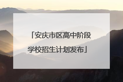 安庆市区高中阶段学校招生计划发布
