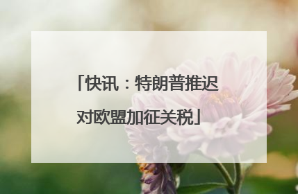 快讯：特朗普推迟对欧盟加征关税
