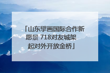 山东擘画国际合作新愿景 718对友城架起对外开放金桥