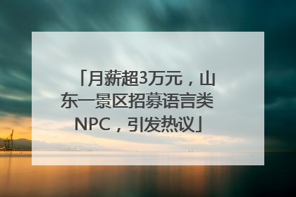 月薪超3万元，山东一景区招募语言类NPC，引发热议