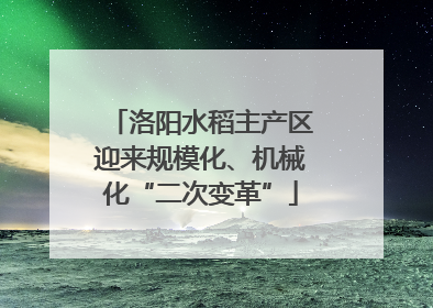 洛阳水稻主产区迎来规模化、机械化“二次变革”