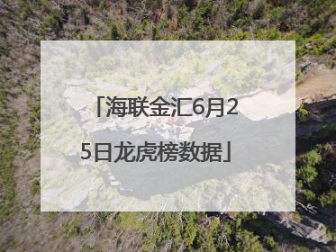 海联金汇6月25日龙虎榜数据