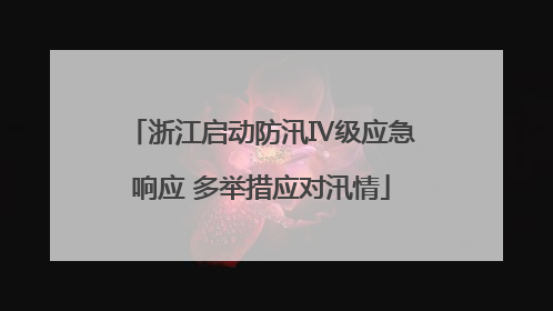 浙江启动防汛Ⅳ级应急响应 多举措应对汛情