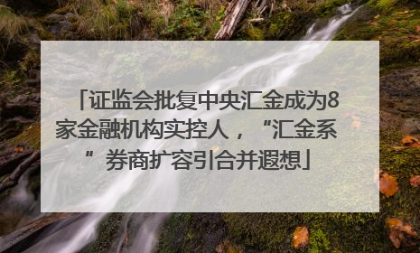 证监会批复中央汇金成为8家金融机构实控人，“汇金系”券商扩容引合并遐想