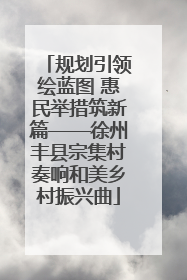 规划引领绘蓝图 惠民举措筑新篇——徐州丰县宗集村奏响和美乡村振兴曲