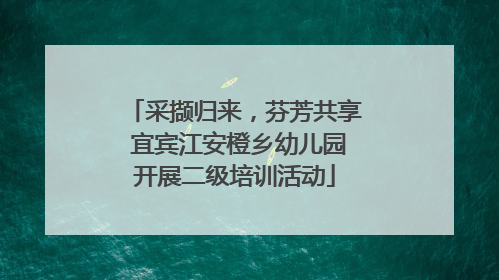 采撷归来，芬芳共享 宜宾江安橙乡幼儿园开展二级培训活动