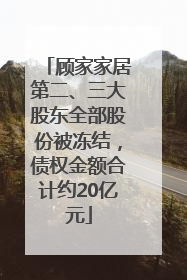 顾家家居第二、三大股东全部股份被冻结，债权金额合计约20亿元