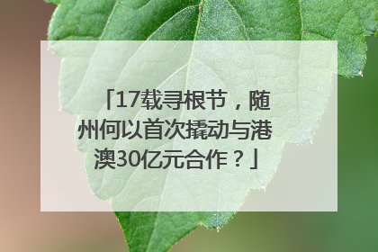 17载寻根节，随州何以首次撬动与港澳30亿元合作？