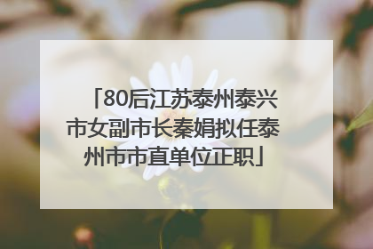 80后江苏泰州泰兴市女副市长秦娟拟任泰州市市直单位正职