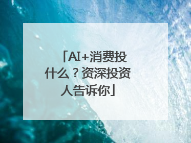AI+消费投什么？资深投资人告诉你